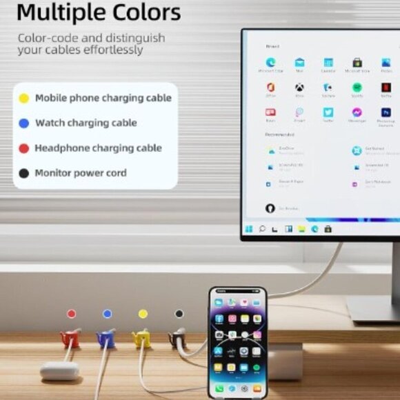 NEW CORD HOLDER, ADHESIVE CABLE ORGANIZER CLIPS 4 PACK - Picture 5 of 10